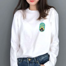 험블스튜디오 곰 bear 레터링 프린팅 남녀공용 면 긴팔티 오버핏 화이트 긴팔 티셔츠