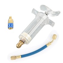 구리스 주입기 건 펌프 오일염료 샘플러 인젝터 30ml 1온스 액세서리 부품 교체 30ml 인젝터 14quot sae r134a 형광염료 주입, 없음