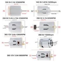 DC 기어 모터 RS365 DC 모터 3V 6 V 12V130 260 280 380 385 헤어 드라이어 용 고속 카본 브러시 전기 DIY, 04 RS365 12V