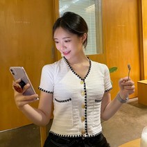 여름 트위드 자켓 가디건 반팔 크롭티 티셔츠 여자 패션 코디추천