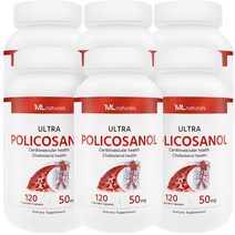 6병 [미국빠른직구] 마이라이프 내추럴스 폴리코사놀 50mg 120정(총지방족 99%/옥타코사놀 62%)(24개월), 120정, 6개