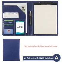 노트커버 공책 패션 색상 PU 가죽 Padfolio A4 문서 비즈니스 포트폴리오 회의 폴더 계산기, [11] No Calculator