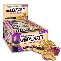 미국직구 로버트 어바인이 디자인한 FITCRUNCH 풀사이즈 단백질 바 6단 구운 바 설탕 6g 글루텐 프리 & 소프트 케이크 코어(땅콩 버터와 젤리), 상세참조, 수량