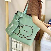 아딜렌 베어 숄더 에코백 캔버스 보조가방
