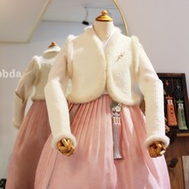 [대여] 신부 성인 여자 겨울 디자인 한복 밍크 누빔 털 배자 55size