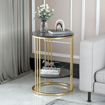 YEAR COLOR 북유럽 암반 철제 사이드 테이블 암반테이블 가정용가구, 2단, 블랙