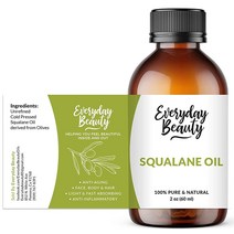 스쿠알렌 오일 - 100% 순수 & 천연 식물 유래 페이셜 오일 59 7ml(2온스) - 냉압착 및 정제되지 않은 프리미엄 등급 다용도 모이스처라이징 오일 피부 및 모발용, 2 Fl Oz (Pack of 1)