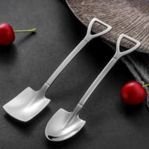 지니홀딩스 4개입 ) 재미있는 삽모양 디저트 스텐 티스푼 화채스푼 스푼, 삼각형4개입