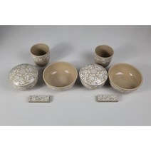 행남자기 분청자기 당초문 단반상기 혼수그릇 예단 2인식기 10p