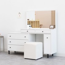 데이스 확장형 와이드거울 입식 화장대 1000, 스툴 - 블리스 아쿠아텍스 큐브형 바닐라