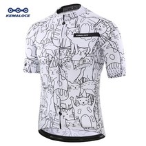 자전거 장갑 반장갑 로드 mtb 싸이클 글로브 Kemaloce 통기성 남녀 공용 흰색 만화 고양이 사이클링 저지 봄 안티 필링 친환경 의류 탑 팀, sj036, s