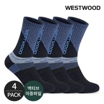 웨스트우드 남성 보카시포인트 등산 장목양말 4PBL, 4족세트 BL FREE