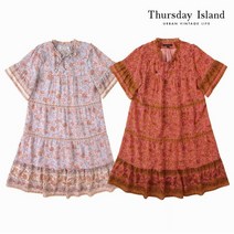 써스데이아일랜드 여성 보더믹스 티어드 미니 원피스 T206MOP140W