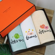 응원 세면타월 3장 세트(OR박스+OR쇼핑백) / 가정의달 선물 / 어버이날 선물 / 스승의날 선물, 베이지1매+아이보리1매+민트1매