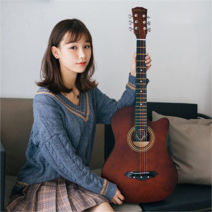 JIZILIN 41인치 38인치 남녀 입문용 통기타 + 구성품 13종, 38인치 커피색 + 구성품 13종