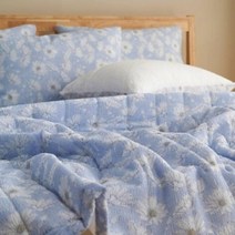 호텔식 침대 토퍼 사계절 친환경 알러지케어 요매트, 블루, 토퍼 Q