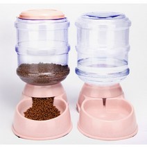 도매창고 3.5L 애견 반자동 물통 리필형 급수기, 급식기 - 그레이