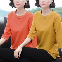 상의 봄가을 계절 칠부 소매 이너티셔츠 빅사이즈 여성의류 캐쥬얼 슬림핏 T티셔츠 반팔 2594254366