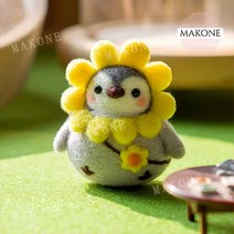 Makone 상표등록 양모 니들 펠트 공예 인형 diy 재료 수제 인형 펭귄, 젖소 펭귄