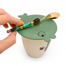 2+1 국산 실리콘 컵뚜껑 머그잔 덮개 커버 ( 3개 ), 피쉬 카키