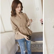 SAMARA A라인 7부 소매 벨티드 트렌치 봄자켓 SH