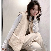 여성 양털 뽀글이 지퍼 조끼 겨울 가을 퍼조끼 후리스