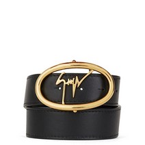 GIUSEPPE ZANOTTI [명품]쥬세페자노티 금장 로고 레더 벨트 블랙 IAU7029