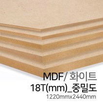 우드백화점 MDF화이트3T~30T_1220x2440 MDF/합판/목재/인테리어, 18Tx1220x2440(중밀도)