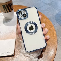 아이폰 케이스 감성 예쁜 고급 13 pro max 12 11 pro max xs glass camera protector cover에 대한 럭셔리 투명 도금 로고 구멍