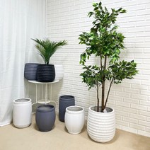 루아데코 마블 벌집 항아리 세로줄 화분 중형 대형, 그레이