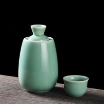 사케잔 전통주 세트 일본 전통주 잔 도쿠리 세트, 청록색 매화 3종 세트