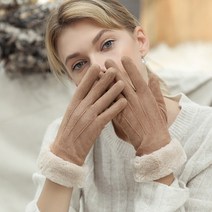 주디앤 여성 스웨이드 방한 털장갑 2P
