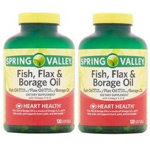 Spring Valley Fish Flax & Borage Oil 스프링밸리 피쉬 플렉스 보리지 오일 120캡슐 2개