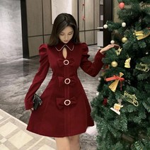 크리스마스 빨간 드레스 여성의 가을과 겨울 하이 엔드 럭셔리 파티 이브닝 드레스 스커트