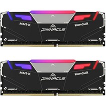 Pinnacle Konduit RGB 32GB 키트(2x16GB) DDR4 3600MHz PC4-28800 CL18-22-42 XMP2.0 오버클럭 1.35V 듀얼 랭크 AMD 및, 64GB KIT(4x16GB)_RGB Black