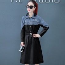 데님 청 원피스 초 여성의류 봄옷 왜소 키커 보이는 봄가을 트렌드 칼라 508381796