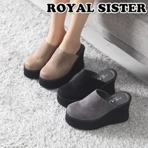 B1B 226 10cm 여성 쿠션 스웨이드 통굽 가보시 슬리퍼힐 블로퍼 뮬슬리퍼힐