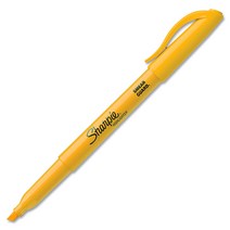 샤피 포켓 형광펜 낱개 / 치즐팁 / 클립 / 마킹펜 / 선명한 색상 / 빠른 건조 / 강한 내구성 / 휴대가 간편함, 옐로우