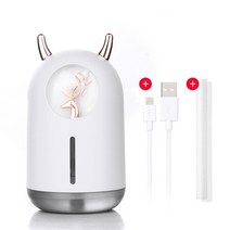 가습기 USB 전원 방식 새로운 귀여운 애완 동물 미니 가정용 작은 보습 아로마 테라피 자동차 창의성 에어 베어 led 미스트 메이커, 귀여운 사슴 가습기 흰색