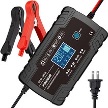 자동차배터리충전기 배터리 점프스타터 전기차 주행 차량용 24V 12V 오토바이 스마트 충전기 디지털 유지기 납산 젤 AGM 습식 칼슘 8A 3 단계, 2.US Plug