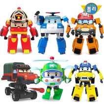 [로보카폴리(아동)] [ROI TOYS] 로보카폴리 변신로봇 4인치 6종세트(로이 폴리 헬, 상세 설명 참조