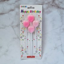 스윗앤스윗. 롱스틱 핑크하트 초 4P (13.5cm) 이벤트용 생일초