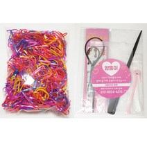얌뚱이 칼라고무밴드100g+헤어소품세트 머리끈 고무줄 검정 선물 헤어끈 투명 핑크