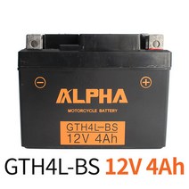 오토바이 밧데리 알파 배터리 GTH4L-BS 12V 4Ah, 블랙