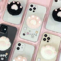 갤럭시 점프2 점프 케이스 고양이 그립톡 뽀글이 발바닥