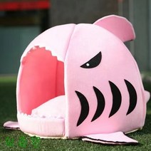 뜨거운 판매 고양이 매트 상어 모양의 집 따뜻한 강아지 고양이 카 바차 침대 한 매트 두 사용 상어 침대 작은 고양이 개 동굴 아늑한 침대 이동식, 분홍색, L-55x52x45CM