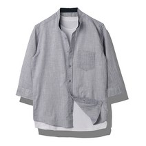 [바이훈] 남성 빅사이즈 린넨 라이크 그레이 7부셔츠