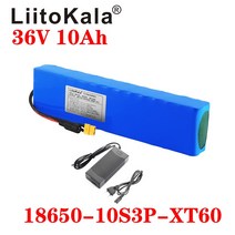 LiitoKala 36v 10Ah 10S3P 18650 충전식 배터리 수정 된 자전거 전기 자동차 배터리 충전기 li lon + 36V 2A 충전기|전기 자전거 베터리|, 단일, 1개