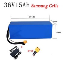 전기자전거 이바이크 전동스쿠터 보조 호환 배터리 18650 48V 20AH 전자 자전거 배터리 36V 15AH 삼성 리튬 셀 전기 스쿠터 팩 모터 546V 2A 충전기, 36V15AH Samsung