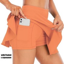 테니스연습기 테니스볼머신 테니스용품 여성 테니스 스커트 높은 허리 반바지 스포츠, Orange+XXL
